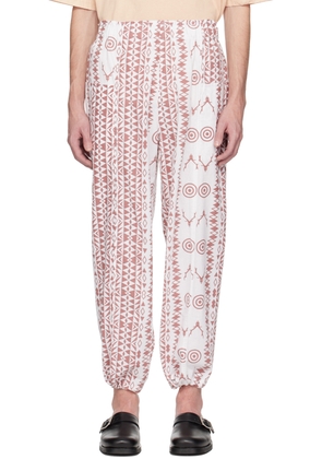 South2 West8 White & Red Graphic Trousers