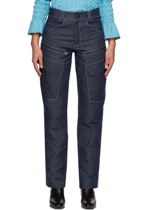 paria /FARZANEH Blue Contrast Stitch Jeans