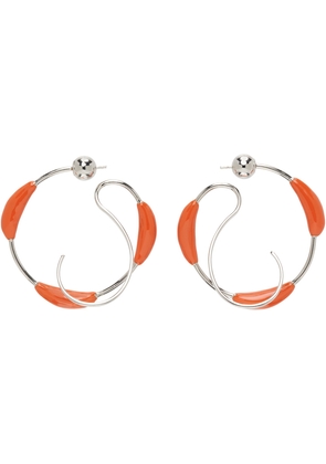 Panconesi SSENSE Exclusive Silver & Orange Kilter Hoop Earrings
