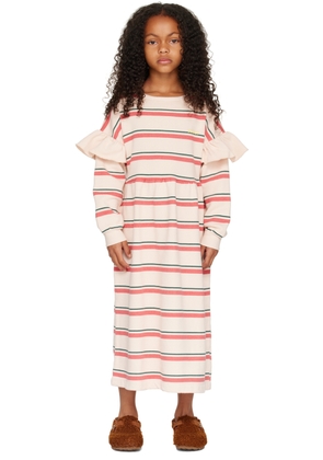 Bonmot Organic Kids Pink Striped Ruffle Dress