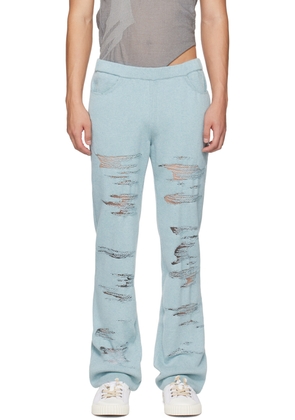 khanh brice nguyen SSENSE Exclusive Blue Ripped Trousers