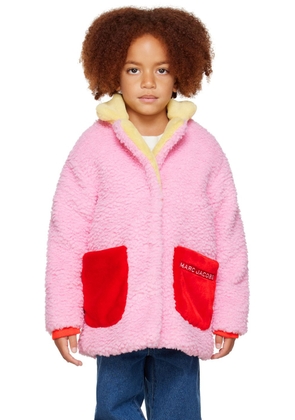 Marc Jacobs Kids Pink Embroidered Faux-Shearling Jacket
