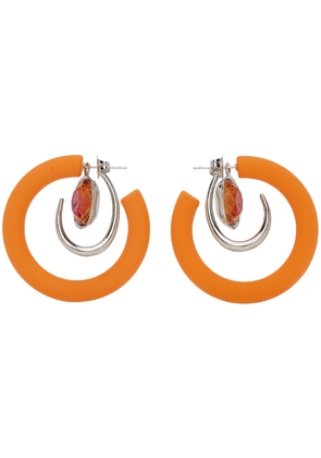 Mounser Silver & Orange Marshmallow Hoop Earrings