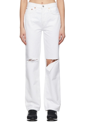 Re/Done White Distressed High Rise Loose Jeans