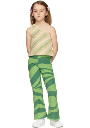Longlivethequeen Kids Green Stripe Flared Lounge Pants