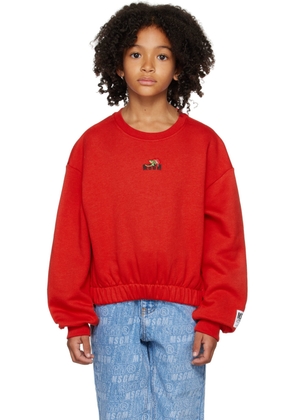 MSGM Kids Kids Red Embroidered Sweatshirt