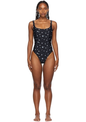Sandy Liang Black Connie One-Piece Swimsuit