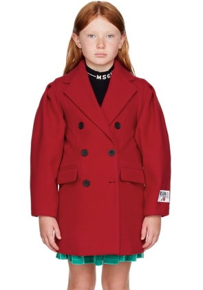 MSGM Kids Kids Red Double-Breasted Coat