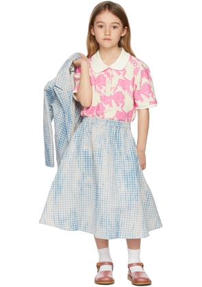 Weekend House Kids Kids Blue & White Linen Check Skirt