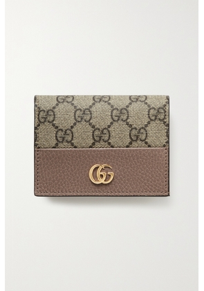 Gucci - Gg Marmont Petite Textured-leather And Printed Coated-canvas Wallet - Pink - One size