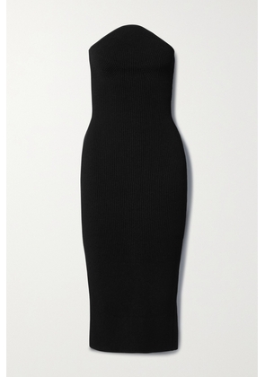 KHAITE - Rumer Strapless Ribbed-knit Midi Dress - Black - x small,small,medium,large,x large