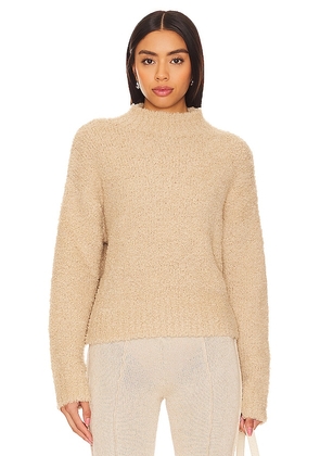 Enza Costa Cropped Mock Neck Sweater in Tan. Size XL, XS.