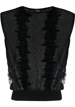 Giambattista Valli embroidered lace cropped top - Black