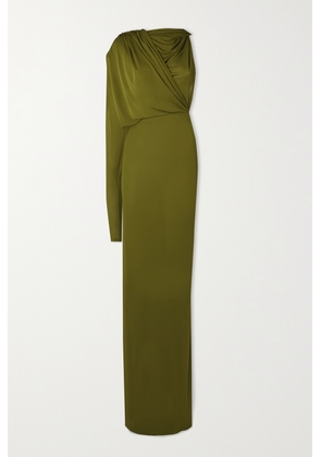 SAINT LAURENT - Cutout Hooded Draped Knitted Maxi Dress - Green - FR34,FR36,FR38,FR40