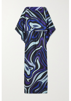 PUCCI - Cape-effect Printed Silk-blend Satin Maxi Dress - Blue - IT40,IT42,IT44