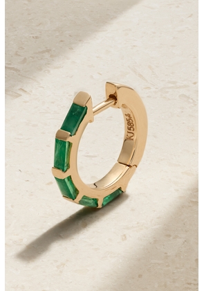 KOLOURS JEWELRY - 14-karat Gold Emerald Single Hoop Earring - Green - One size