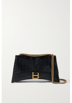 Balenciaga - Crush Small Croc-effect Leather Shoulder Bag - Black - One size
