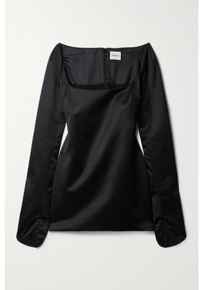 KHAITE - Tate Cotton-blend Duchesse-satin Mini Dress - Black - US0,US2,US4,US6,US8,US10