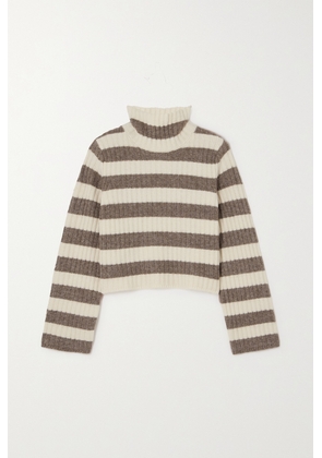 Theory - Cropped Striped Ribbed Wool-blend Turtleneck Sweater - Multi - x small,small,medium,large