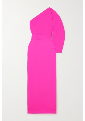 Solace London - Zaya One-sleeve Belted Crepe Gown - Pink - UK 4,UK 6,UK 8,UK 10,UK 12,UK 14,UK 16
