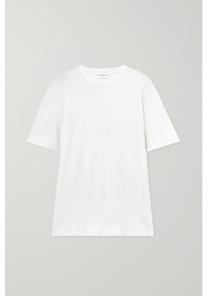 SAINT LAURENT - Embroidered Cotton T-shirt - Ivory - XS,S,M,L,XL