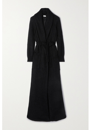 SAINT LAURENT - Belted Mohair-blend Coat - Black - XS,M,XL