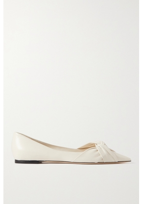 Jimmy Choo - Hedera Knotted Leather Point-toe Flats - Off-white - IT35,IT35.5,IT36,IT36.5,IT37,IT37.5,IT38,IT38.5,IT39,IT39.5,IT40,IT40.5,IT41,IT41.5,IT42