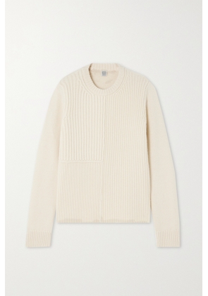 TOTEME - Paneled Ribbed Wool Sweater - White - xx small,x small,small,medium,large