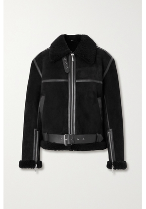 TOTEME - + Net Sustain Leather-trimmed Shearling Jacket - Black - DK32,DK34,DK36,DK38,DK40