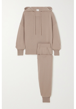 Allude - Cashmere Hoodie And Track Pants Set - Neutrals - x small,small,medium,large