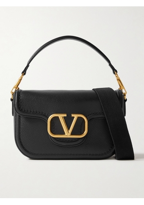 Valentino Garavani - Vlogo Embellished Textured-leather Shoulder Bag - Black - One size
