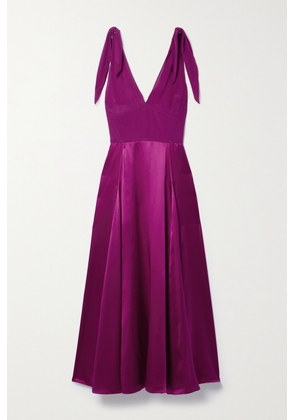 La Ligne - Charlotte Tie-detailed Silk-chiffon And Satin Midi Dress - Purple - x small,small,medium,large,x large