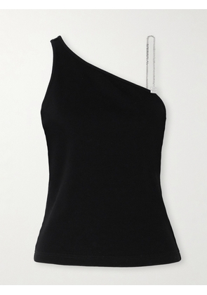 Givenchy - One-shoulder Chain-embellished Ribbed Cotton-blend Jersey Top - Black - x small,small,medium,large,x large
