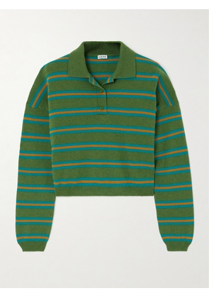 Loewe - Cropped Striped Wool Polo Shirt - Green - x small,small,medium,large