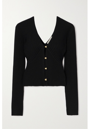 Chloé - Cropped Ribbed Wool-blend Cardigan - Black - x small,small,medium,large,x large
