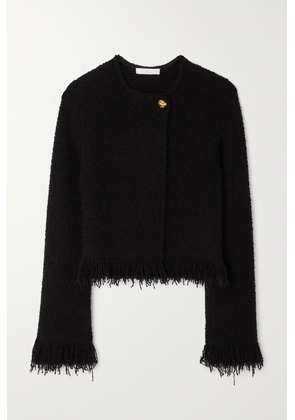 Chloé - Frayed Wool-blend Bouclé-tweed Jacket - Black - x small,small,medium,large,x large