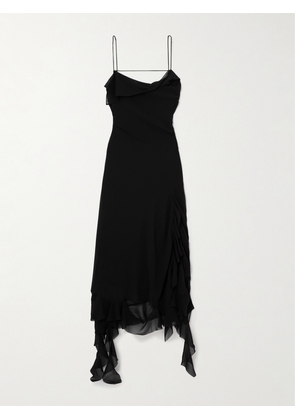 Acne Studios - Open-back Asymmetric Ruffled Chiffon Dress - Black - EU 32,EU 34,EU 36,EU 38,EU 40,EU 42