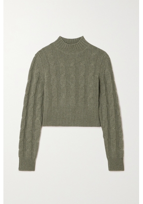 Le Kasha - + Net Sustain Murano Cropped Cable-knit Organic Cashmere Turtleneck Sweater - Green - x small,small,medium,large