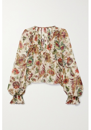 Ulla Johnson - Bernadette Floral-print Silk-crepon Blouse - Neutrals - US0,US2,US4,US6,US8,US10,US12,US14,US16