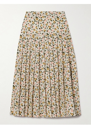 Alessandra Rich - Pleated Floral-print Silk-crepe Midi Skirt - Multi - IT36,IT38,IT40,IT42,IT44,IT46