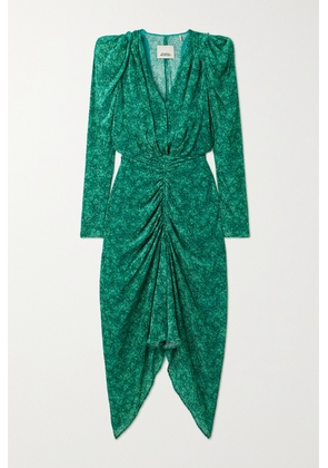 Isabel Marant - Maray Ruched Flocked Silk-blend Chiffon Midi Dress - Green - FR34,FR36,FR38,FR40,FR42,FR44