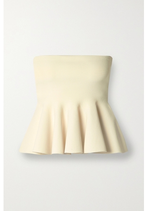 A.L.C. - Eliza Strapless Ruffled Stretch-knit Top - Cream - x small,small,medium,large,x large