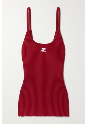 COURREGES - Reedition Appliquéd Ribbed-knit Tank - Red - x small,small,medium,large,x large