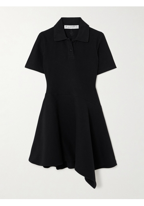 JW Anderson - Asymmetric Cotton-piqué Mini Shirt Dress - Black - xx small,x small,small,medium,large,x large,xx large