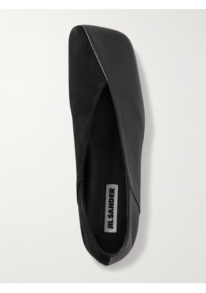 Jil Sander - Asymmetric Leather And Suede Ballet Flats - Black - IT35,IT36,IT36.5,IT37,IT37.5,IT38,IT38.5,IT39,IT39.5,IT40,IT40.5,IT41