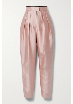 Zimmermann - Matchmaker Grosgrain-trimmed Pleated Wool And Silk-blend Duchesse-satin Tapered Pants - Pink - 0,1,2,3