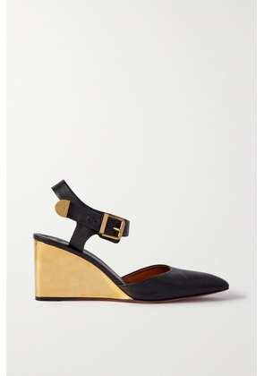 Chloé - + Net Sustain Rebecca Leather Wedge Pumps - Black - IT35,IT35.5,IT36,IT36.5,IT37,IT37.5,IT38,IT38.5,IT39,IT39.5,IT40,IT40.5,IT41