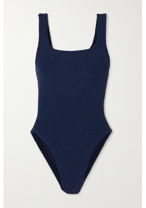 Hunza G - Metallic Seersucker Swimsuit - Blue - One size