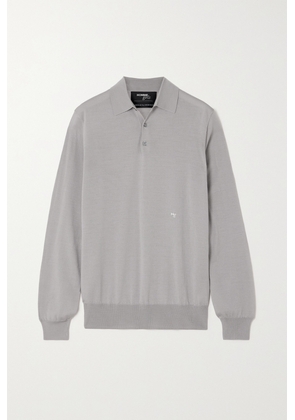 Hommegirls - Embroidered Merino Wool Polo Shirt - Gray - x small,small,medium,large,x large