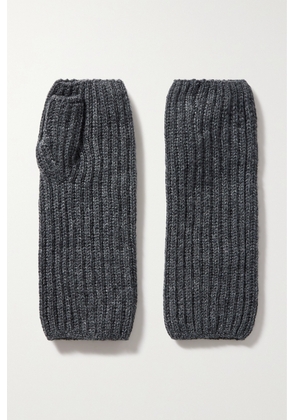 Johnstons of Elgin - Ribbed Cashmere Fingerless Gloves - Gray - One size